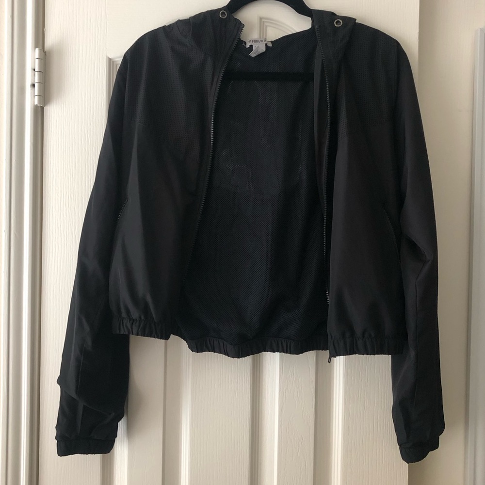 Black windbreaker jacket